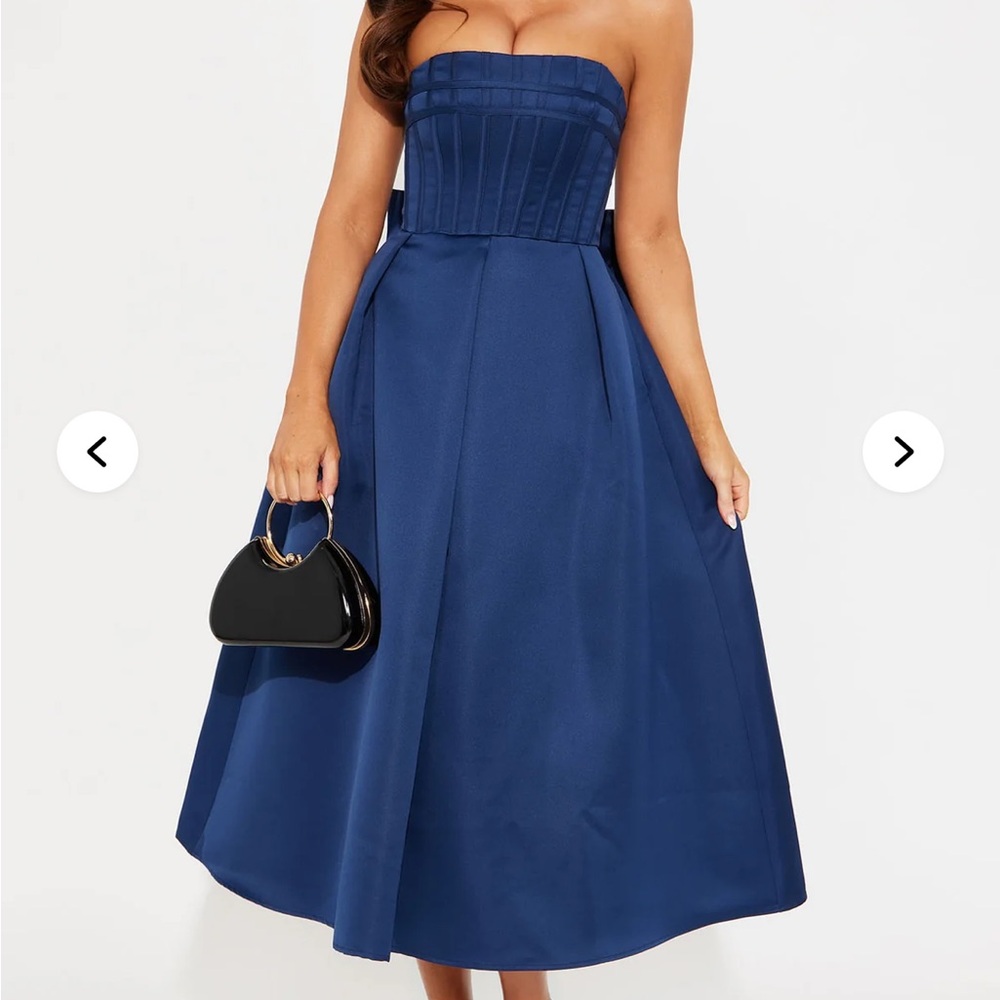 Fashion Nova Deep Blue Strapless Dress
